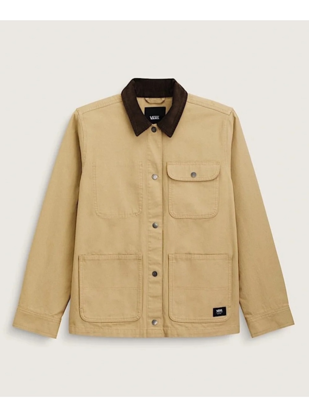 Vans Taupe Canvas Drill Chore Coat with Dark Brown Corduroy Collar - Picture 8 of 8